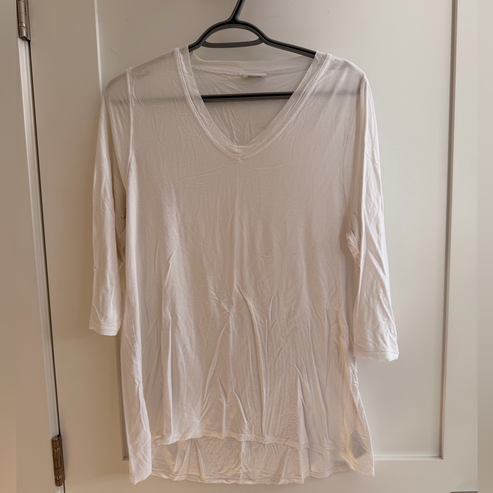Jofit White V-Neck Long Sleeve Top